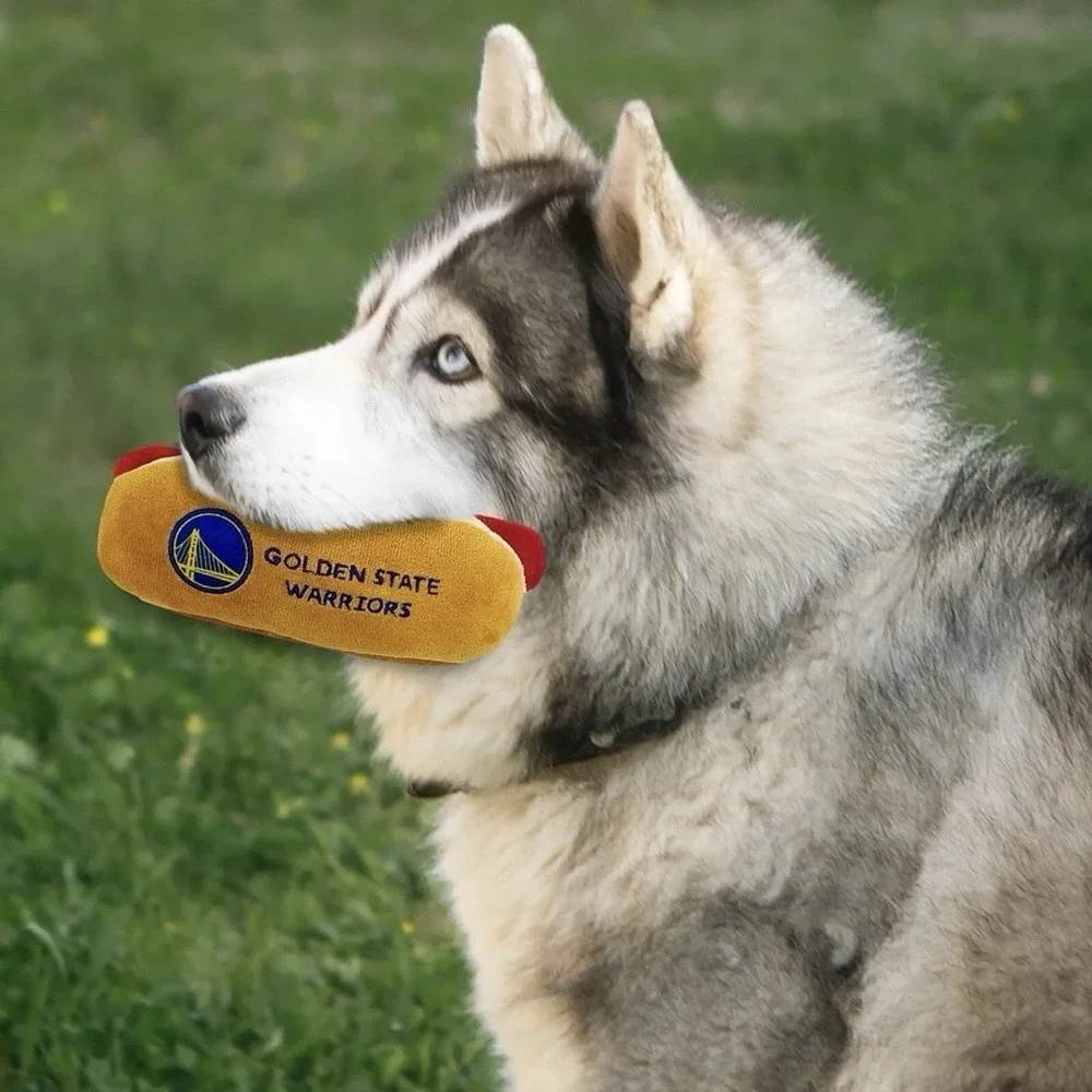 Pets First NBA Hotdog Plush Toy for Dogs with‎ Squeaker - Golden State Warriors